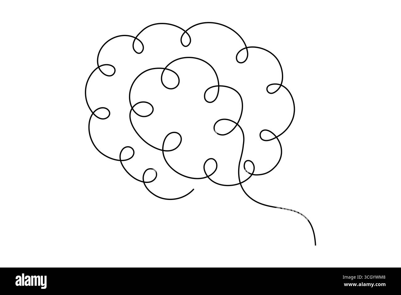 Abstrait Human Brain One Line Art Vector Creative Minimalist Continuous Drawing Design. illustration Illustration de Vecteur
