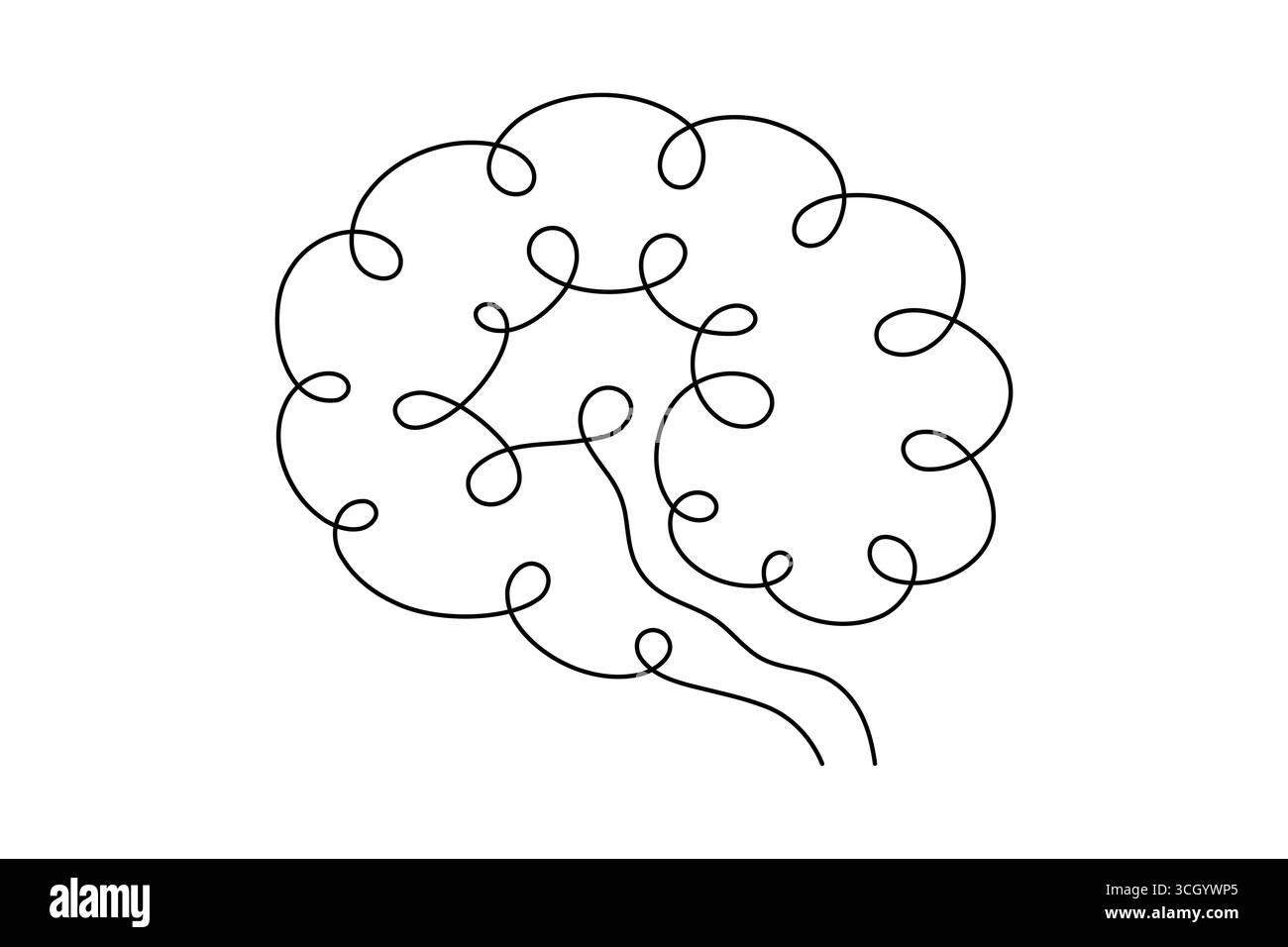 Abstrait Human Brain One Line Art Vector Creative Minimalist Continuous Drawing Design. illustration Illustration de Vecteur