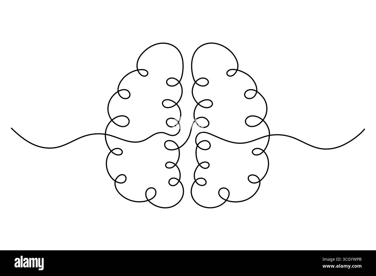 Abstrait Human Brain One Line Art Vector Creative Minimalist Continuous Drawing Design. illustration Illustration de Vecteur
