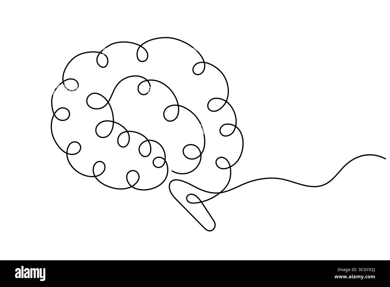 Abstrait Human Brain One Line Art Vector Creative Minimalist Continuous Drawing Design. illustration Illustration de Vecteur