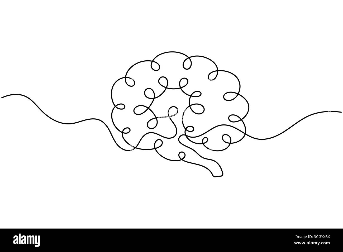 Abstrait Human Brain One Line Art Vector Creative Minimalist Continuous Drawing Design. illustration Illustration de Vecteur