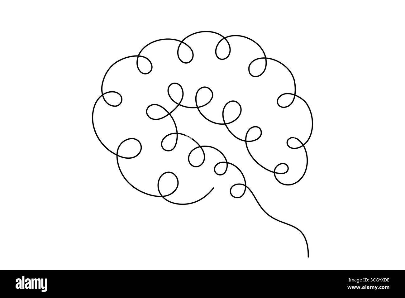 Abstrait Human Brain One Line Art Vector Creative Minimalist Continuous Drawing Design. illustration Illustration de Vecteur