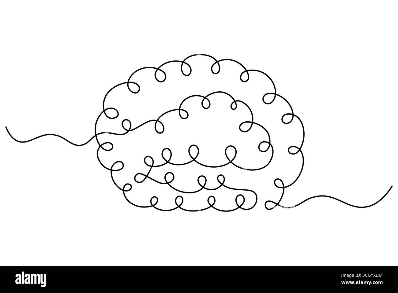 Abstrait Human Brain One Line Art Vector Creative Minimalist Continuous Drawing Design. illustration Illustration de Vecteur