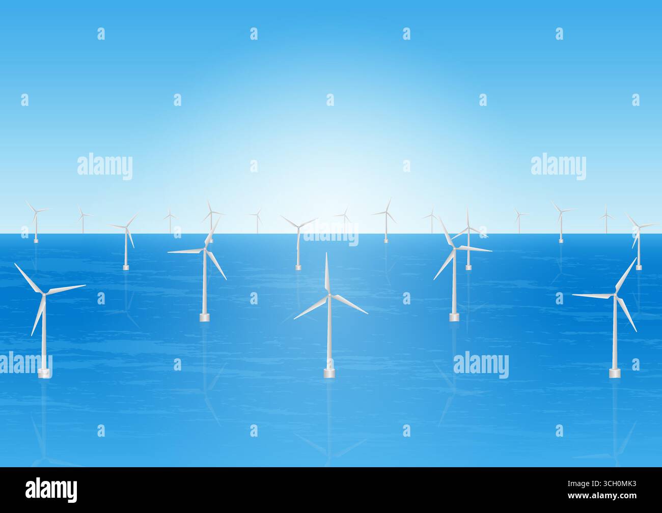 Générateur d'énergie de ferme d'éolienne dans la mer. Énergie propre alternative. Sources d'énergie renouvelables. Illustration vectorielle. Illustration de Vecteur Générateur d'énergie de ferme d'éolienne dans la mer. Énergie propre alternative. Sources d'énergie renouvelables. Illustration vectorielle. Illustration de Vecteur