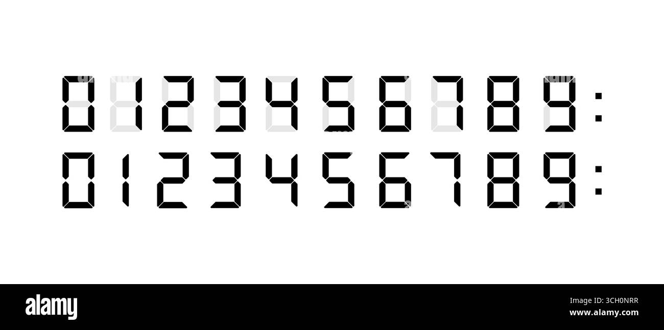 Numéro d'horloge numérique défini. Illustration vectorielle. Illustration de Vecteur
