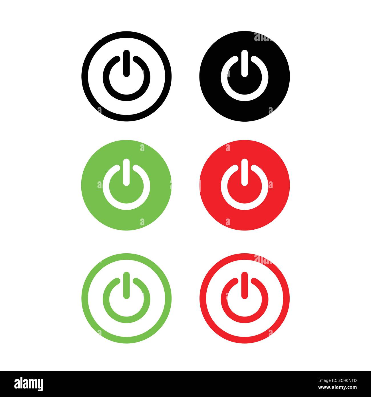 Icône du bouton d'alimentation définie. Illustration vectorielle. Illustration de Vecteur
