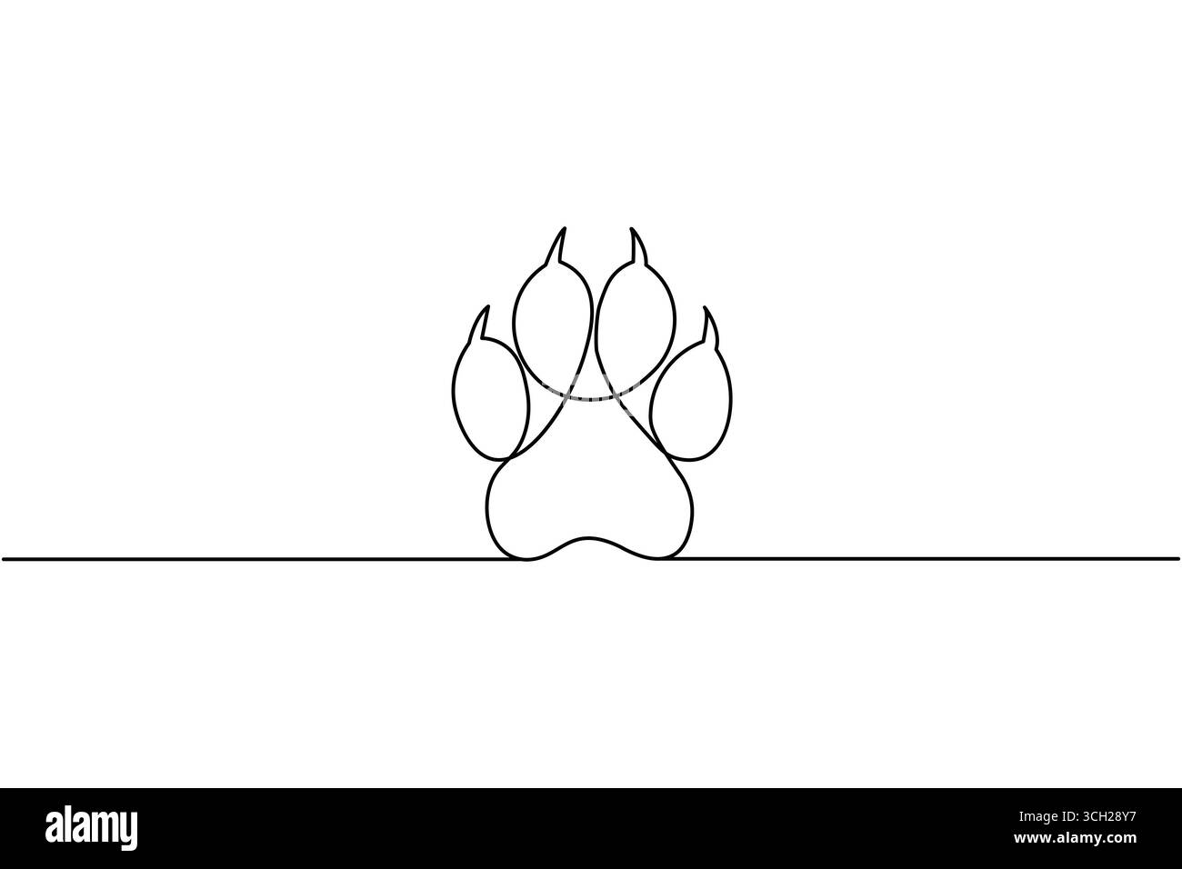 Ligne continue de dessin de chien de patte d'animal d'impression de ligne continue Illustration de Vecteur