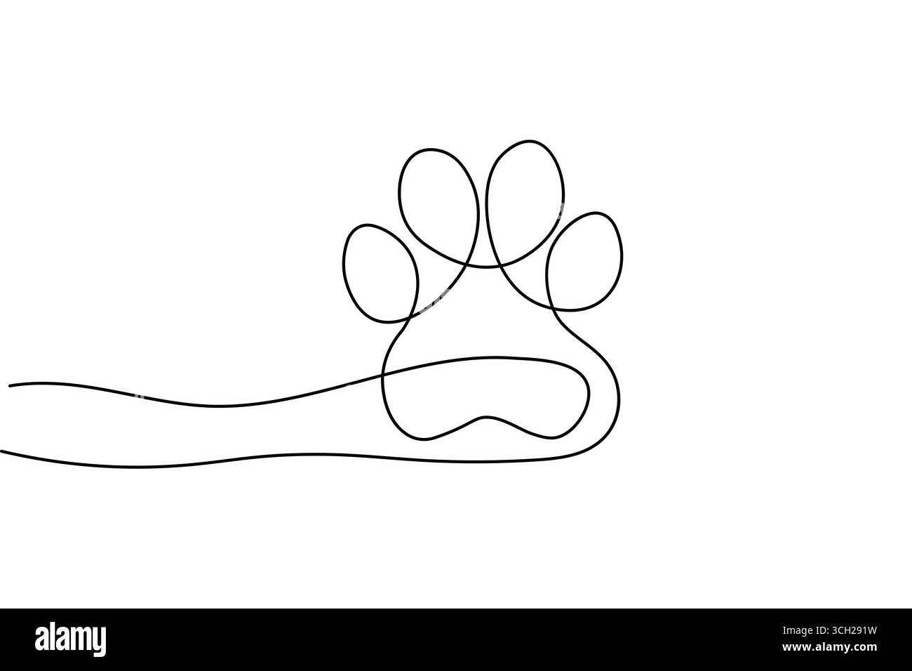 Dessin d'une seule ligne d'une patte d'animal d'impression de patte de chien Illustration de Vecteur