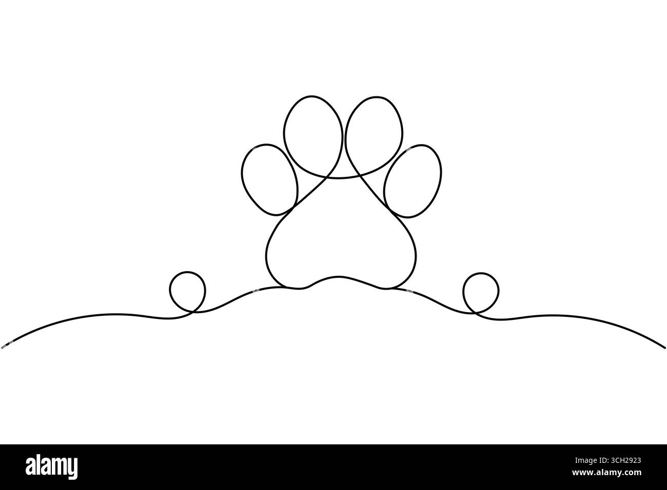 Dessin d'une ligne continue d'impression de patte de chien Illustration de Vecteur
