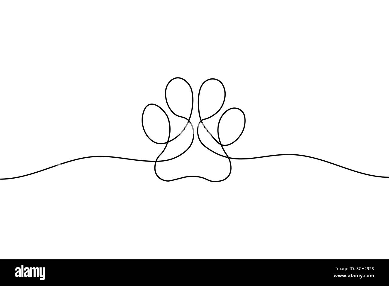 Dessin d'une seule ligne à motif de patte de chien abstrait Illustration de Vecteur