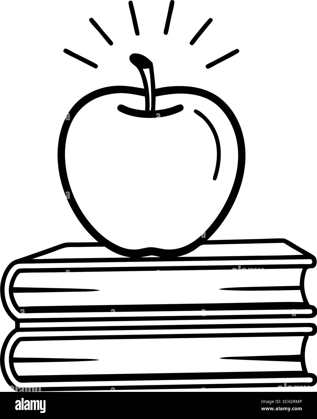 Apple sur les livres représente l'éducation connaissance apprentissage sagesse enseignement et concepts d'enseignement Illustration de Vecteur