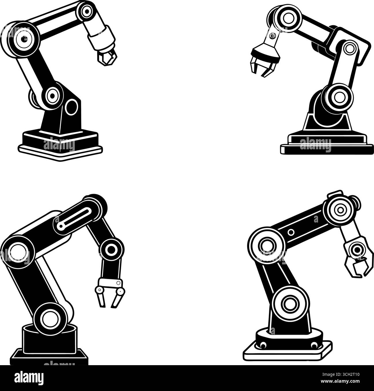 Quatre bras robotisés automatisation industrielle technologie de fabrication d'ingénierie de précision équipement de fabrication Illustration de Vecteur