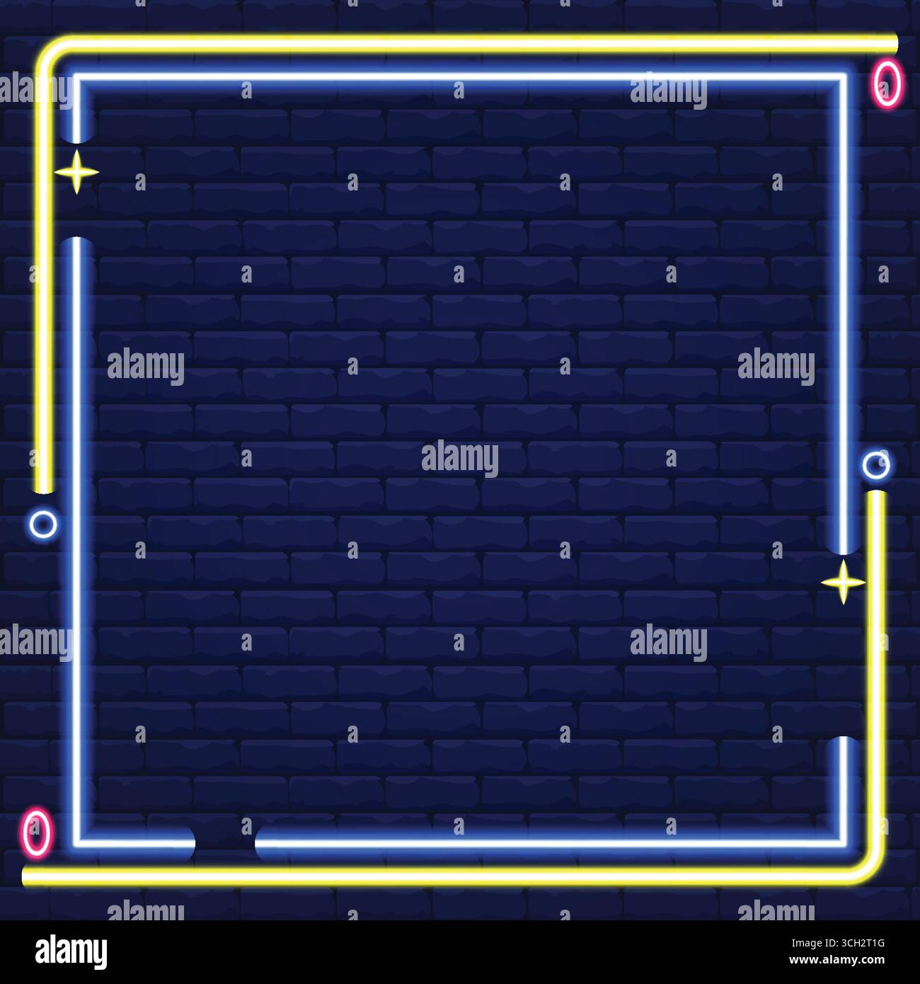 Mur de briques avec cadre néon lumineux entourant Illustration de Vecteur Mur de briques avec cadre néon lumineux entourant Illustration de Vecteur