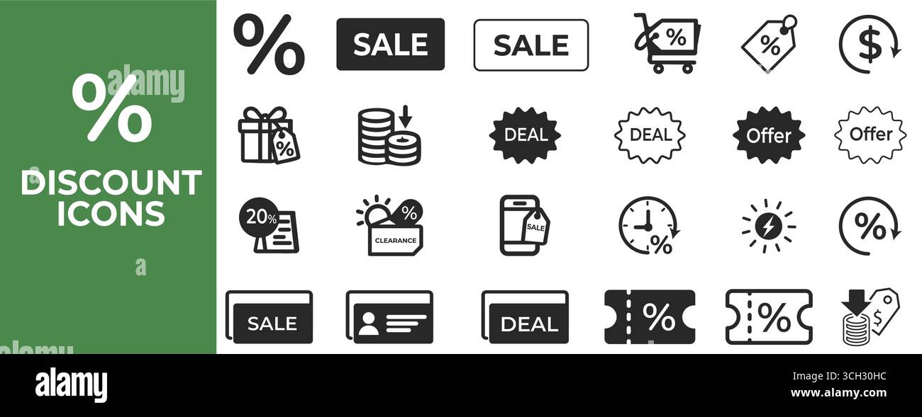 Offre de réduction promotion promotion icône Pack vectoriel Illustration de Vecteur