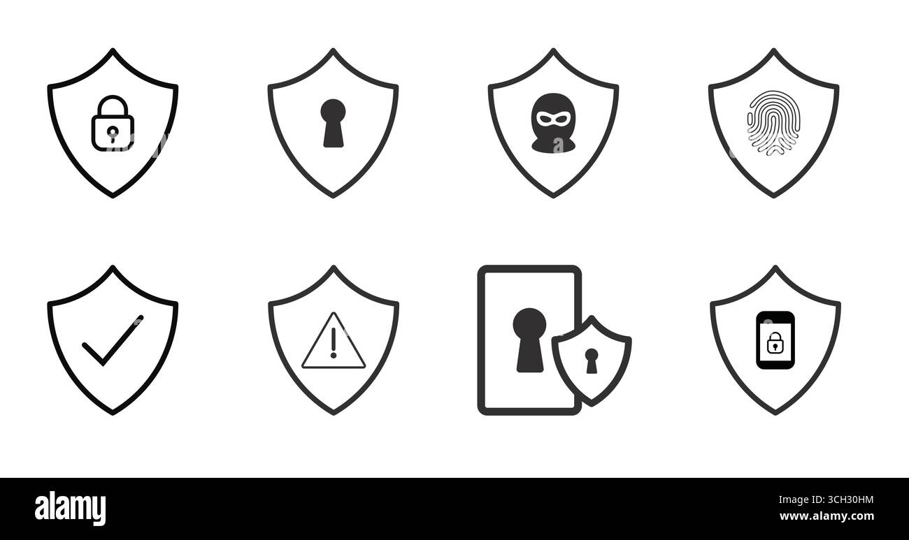 Cyber sécurité protection des données sécurité icône sécurité Pack vectoriel Illustration de Vecteur