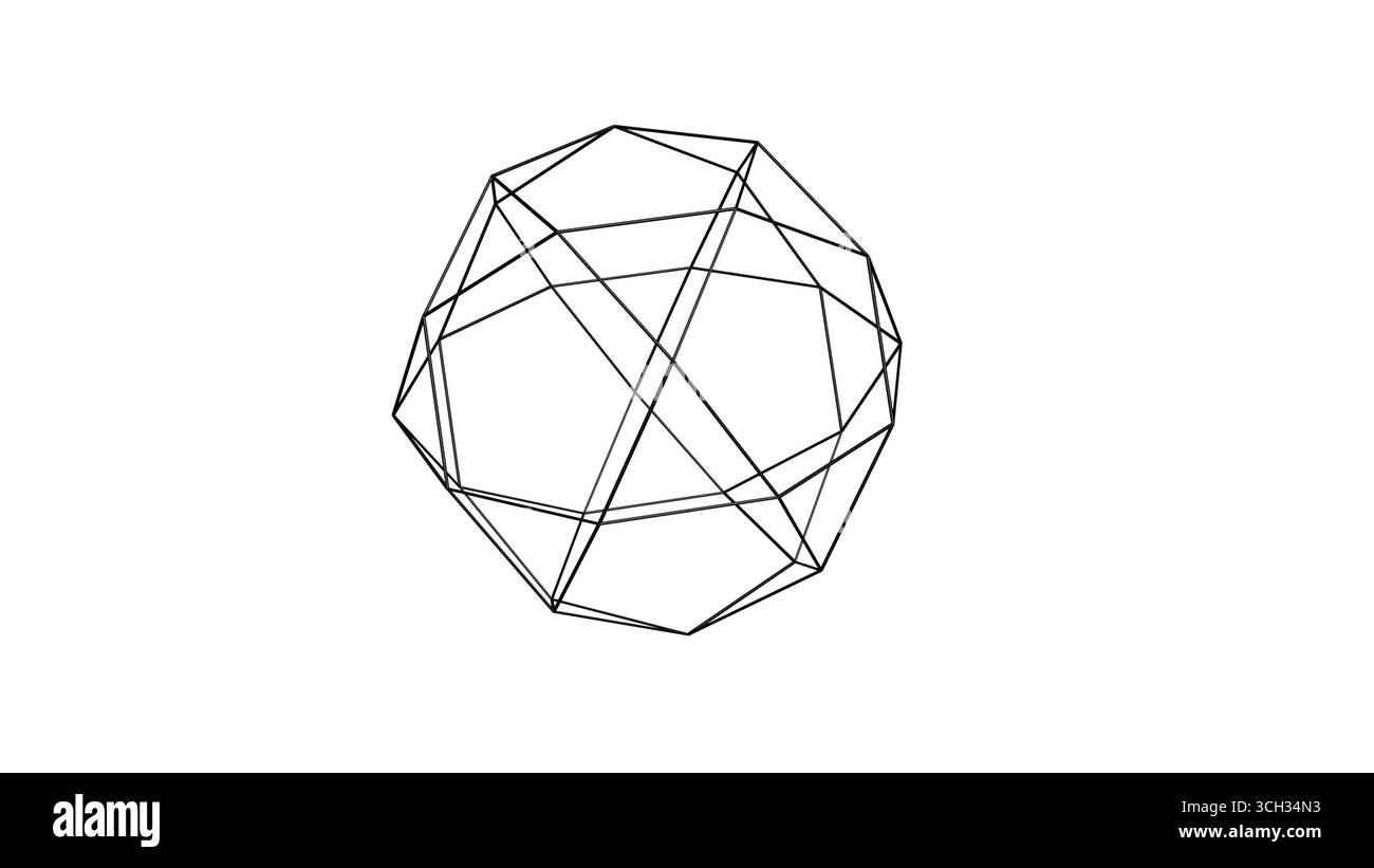 Rendu 3D en cristal d'objet filaire géométrique polygonal 3D. Banque D'Images