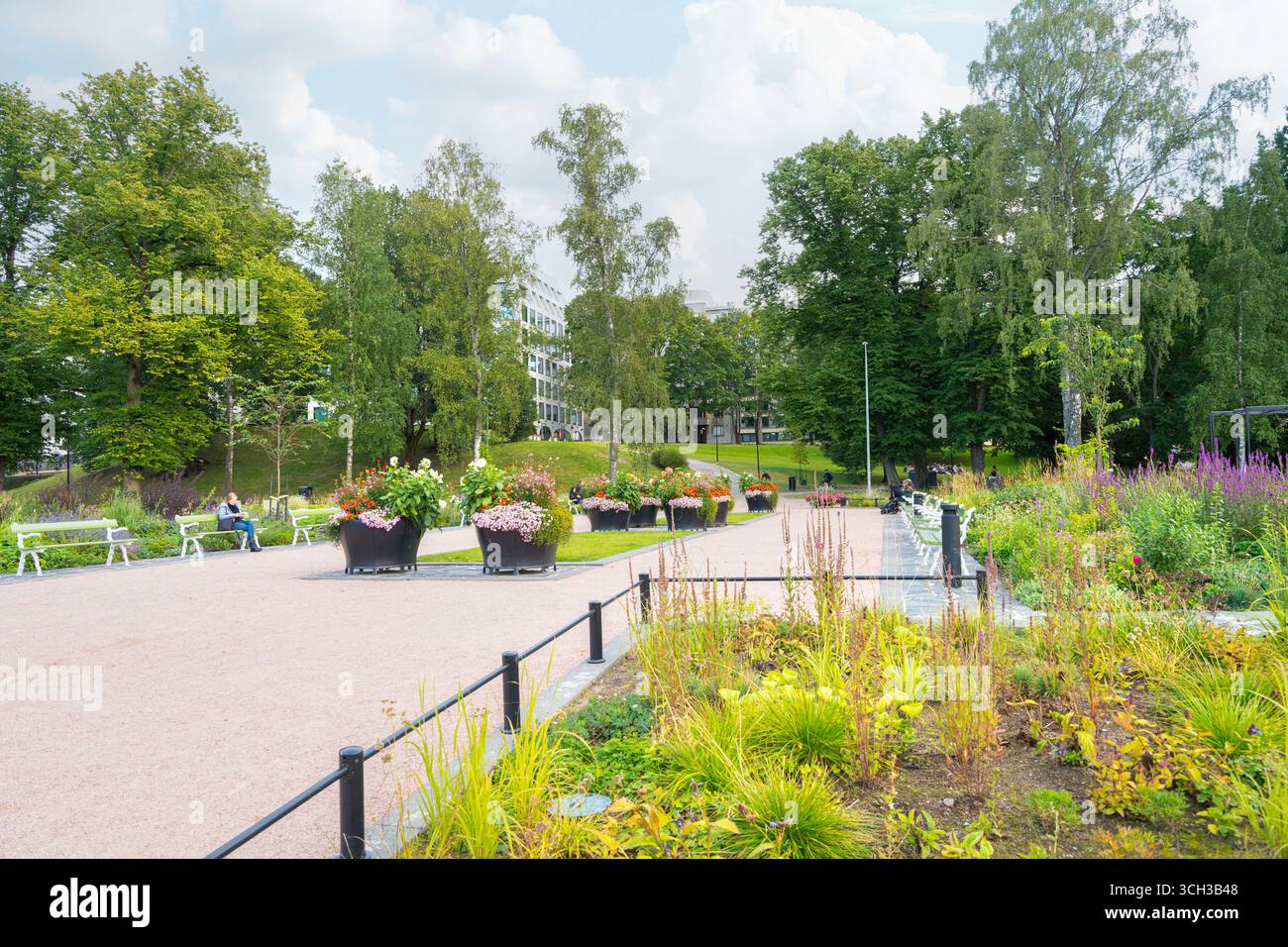 Helsinki, Finlande. Août 26 2025. Vue panoramique sur les jardins du jardin botanique de Kaisaniemi dans le centre-ville Banque D'Images
