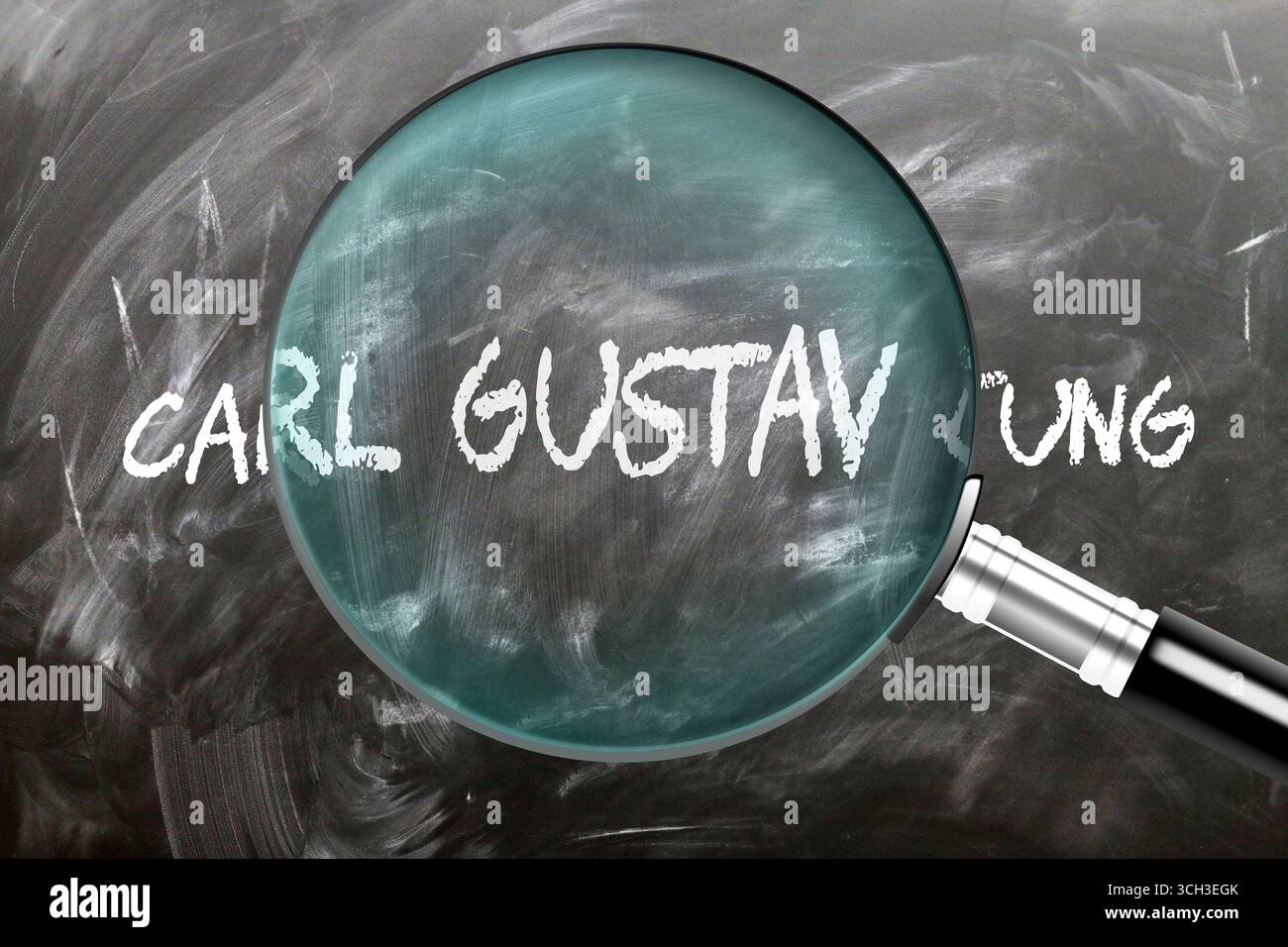 Carl Gustav Jung - apprendre, étudier et inspecter. En regardant de plus près carl gustav Jung. Une loupe agrandissant le mot 'carl gustav Jung' écrit Banque D'Images