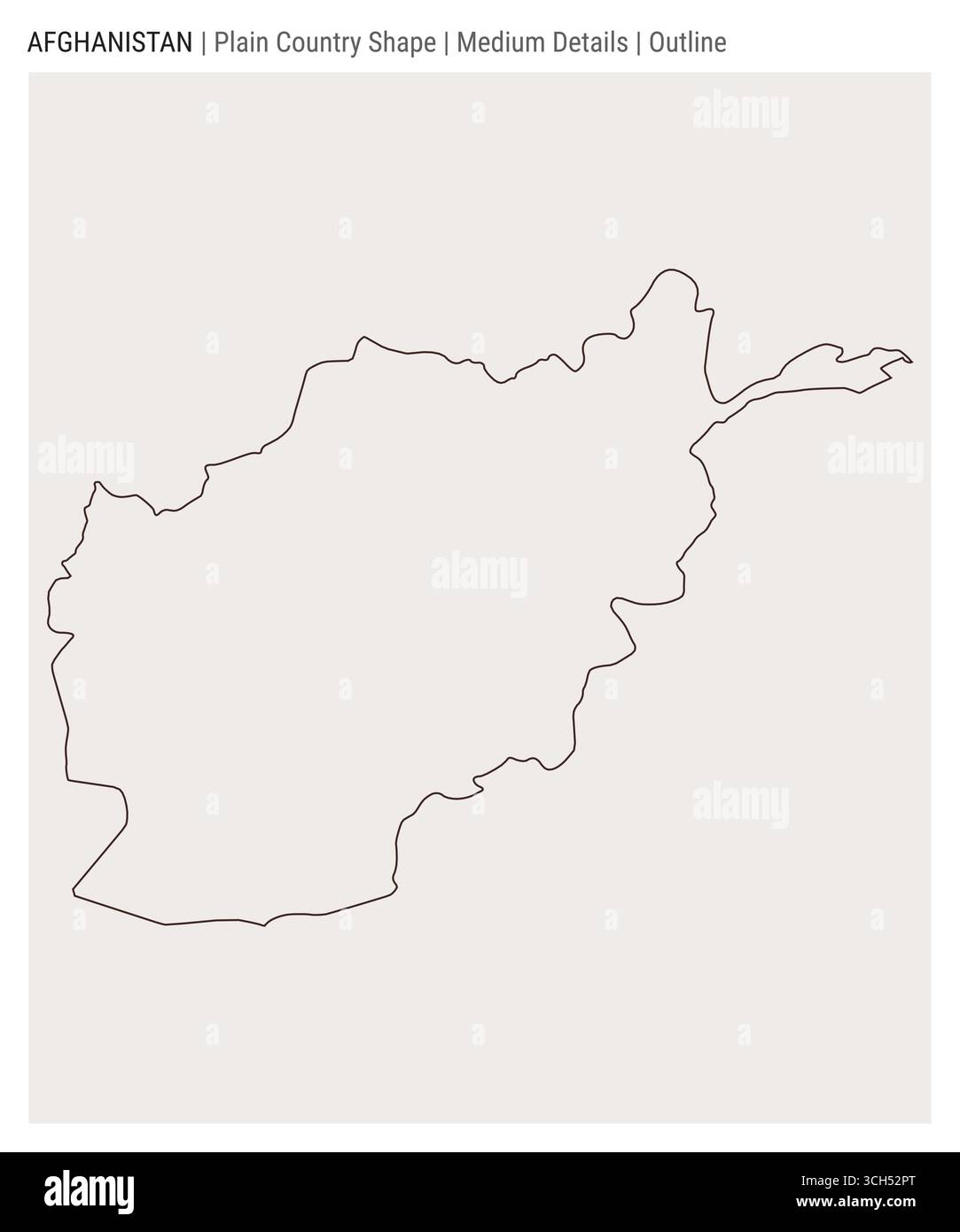 Carte du pays de plaine de l'Afghanistan. Détails moyens. Style de contour. Forme de l'Afghanistan. Illustration vectorielle. Illustration de Vecteur