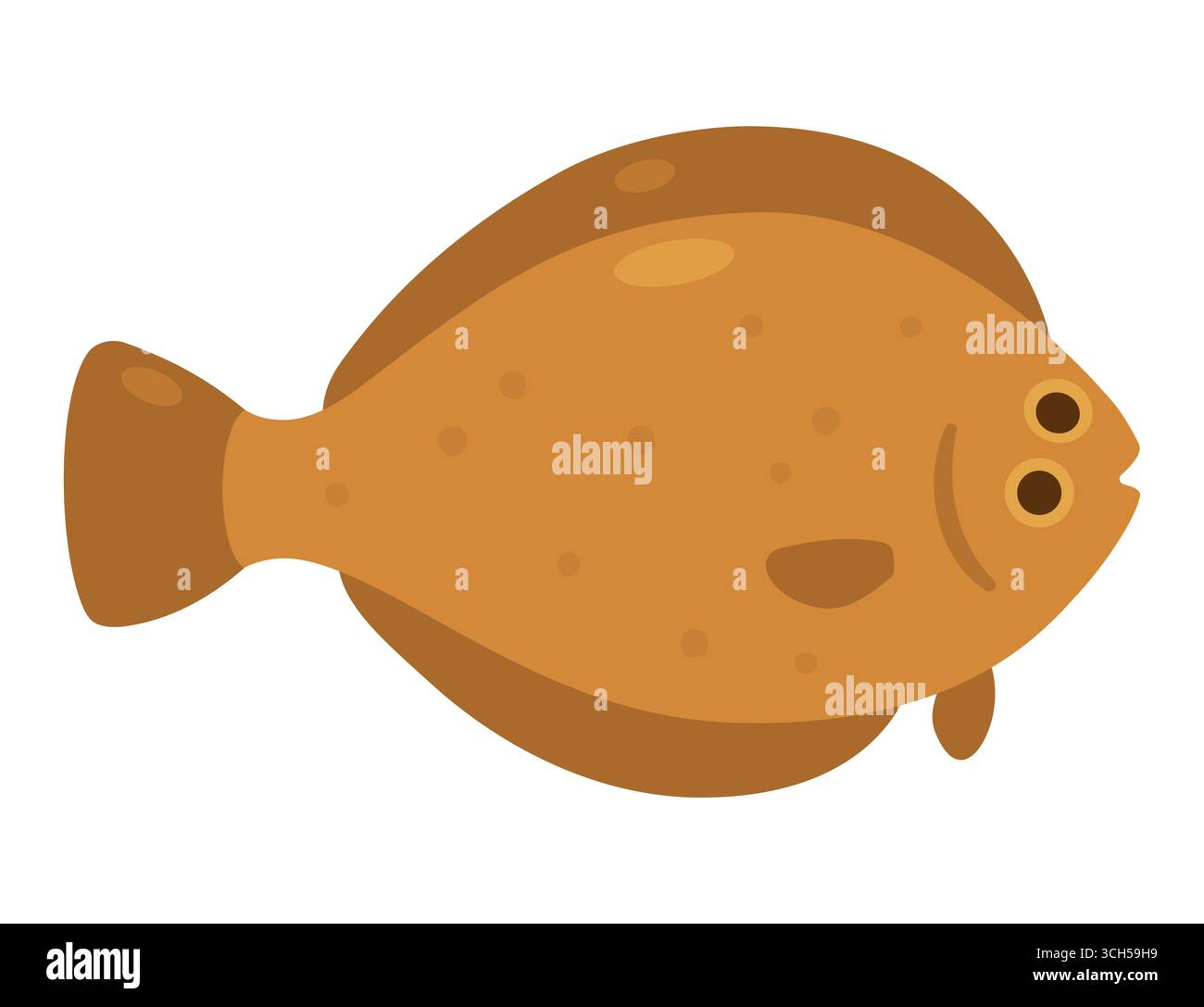 Icône de flétan de dessin animé. Illustration simple de poisson de style vectoriel de couleur plate. Illustration de Vecteur