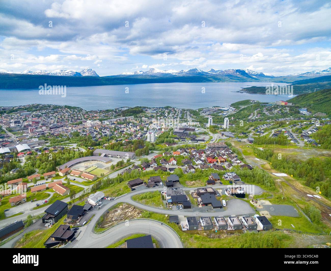 Vue aérienne de Narvik, Norvège Banque D'Images