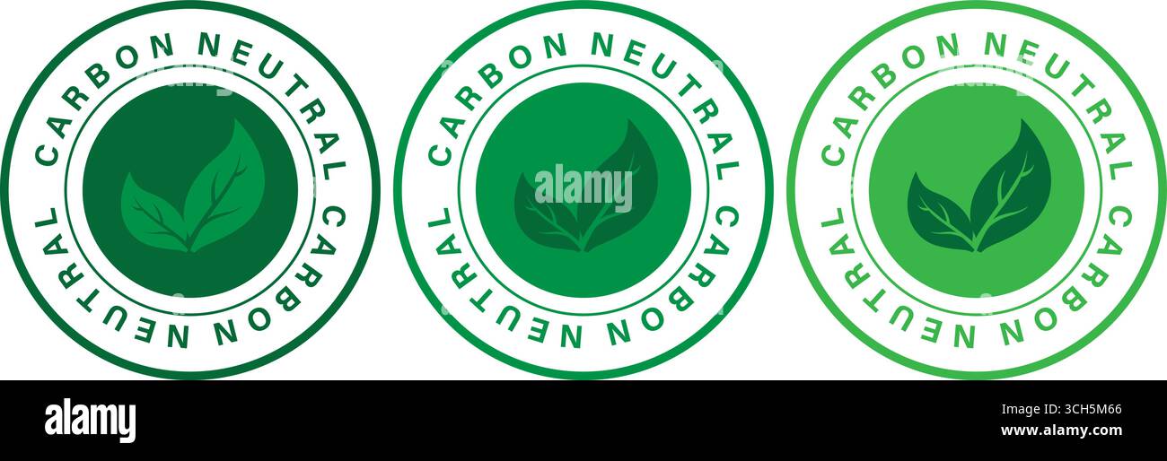 Icônes neutres en carbone pour les produits respectueux de l'environnement et positifs pour le climat Illustration de Vecteur