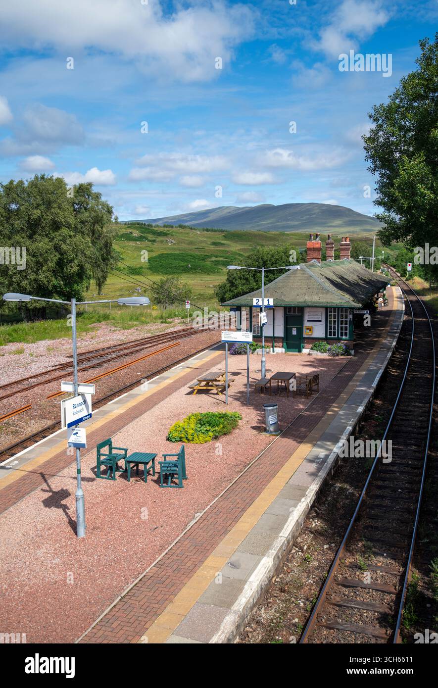 Gare de Rannoch à Perth et Kinross, en Écosse, l'une des gares ferroviaires les plus reculées du Royaume-Uni Banque D'Images