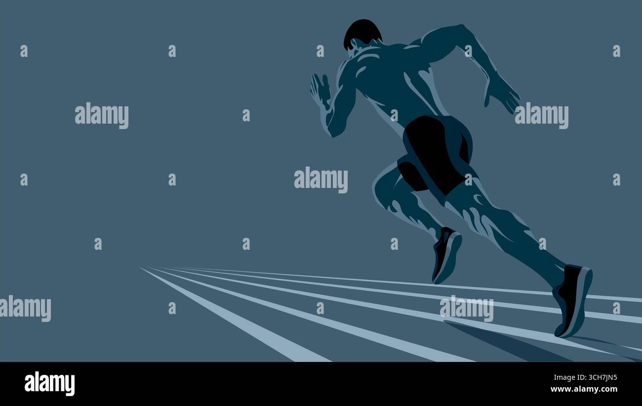 ale Sprinter sur piste de course en style monochrome. Banque D'Images