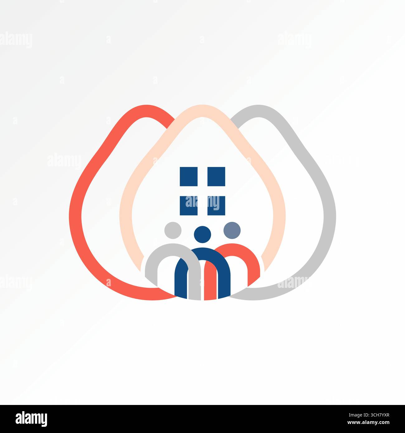 Conception de logo concept graphique créatif premium vecteur image stock haut de gamme vendre 3 lignes avocat fruits les gens tiennent les mains partenaire nature végétale fenêtre de la maison Illustration de Vecteur