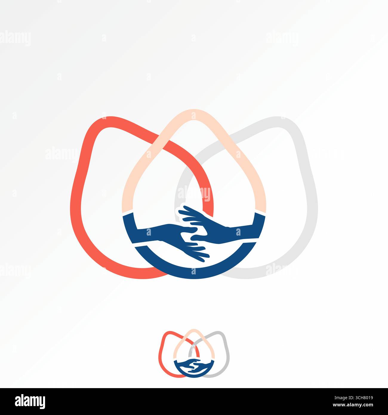 Conception de logo concept graphique créatif premium vecteur image stock haut de gamme vendre 3 lignes fruits d'avocat avec poignée de main menu juteux partenaire frais nature végétale Illustration de Vecteur