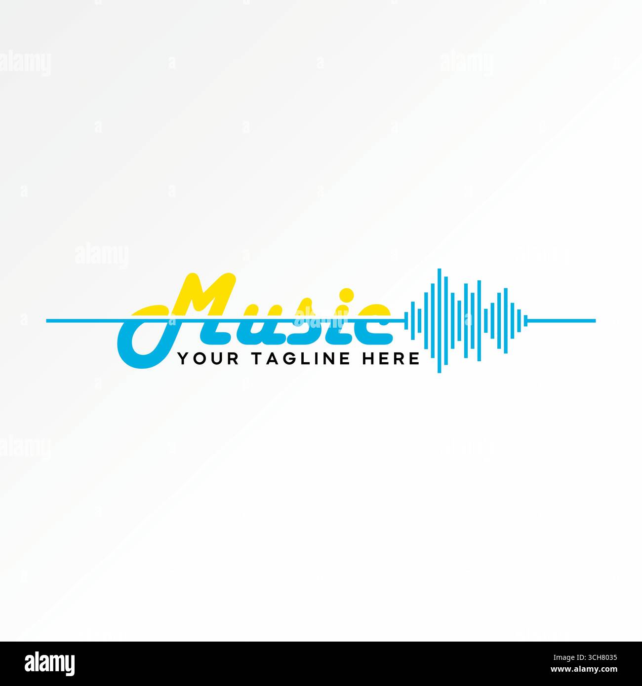 Conception de logo concept graphique créatif premium vecteur image stock top vendre texte mot musique couper bande et son audio onde bruit vibration battre énergie Illustration de Vecteur