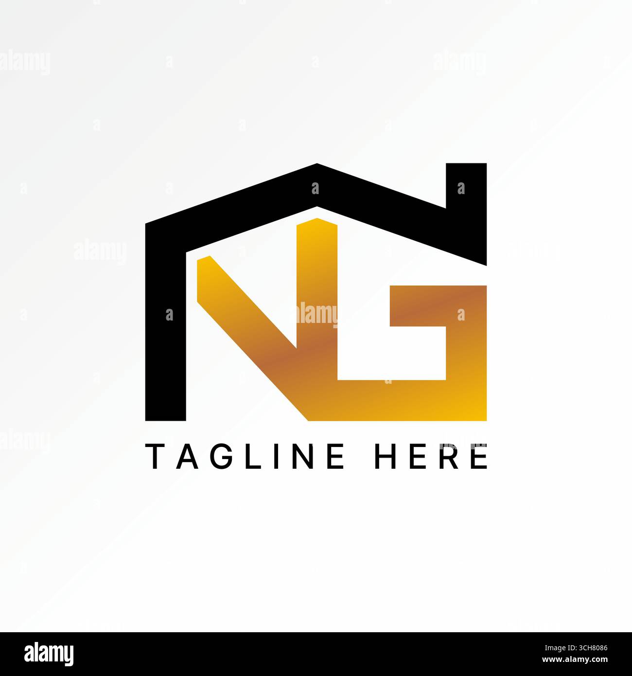 Conception de logo concept graphique créatif premium vecteur image stock top vendre lettre NG police avec ligne maison typographie propriété résidence agent d'investissement Illustration de Vecteur