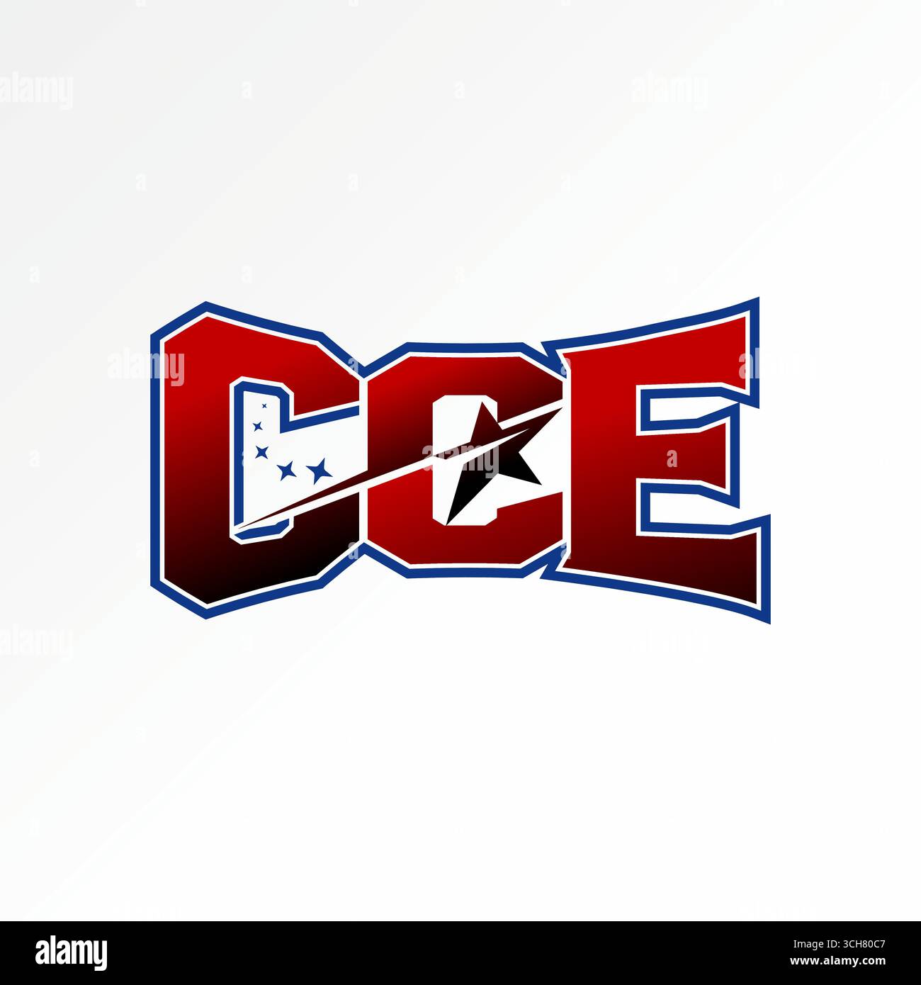 Conception de logo concept graphique créatif vecteur premium image stock top vente lettre CCE font sport droit jeu star monogram typographie marque graffiti Illustration de Vecteur