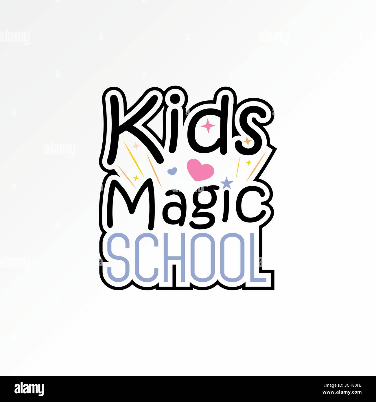 Conception de logo concept graphique créatif vecteur premium image stock top vendre texte mot Kids Magic School font fun love star game Fairytale Student mystère Illustration de Vecteur