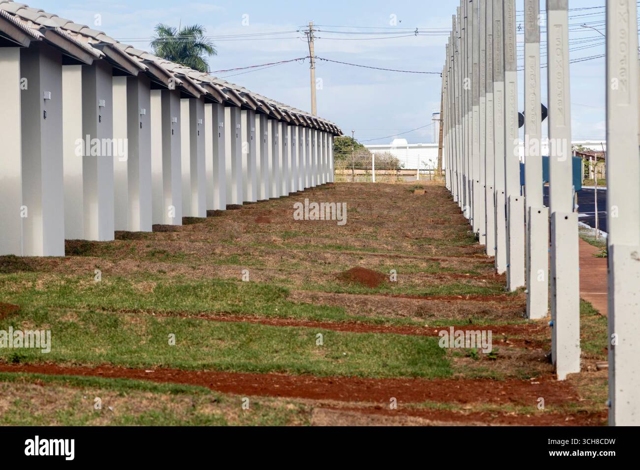 Vue des maisons normalisées du programme Minha Casa Minha Vida de l'État de Sao Paulo, Brésil Banque D'Images