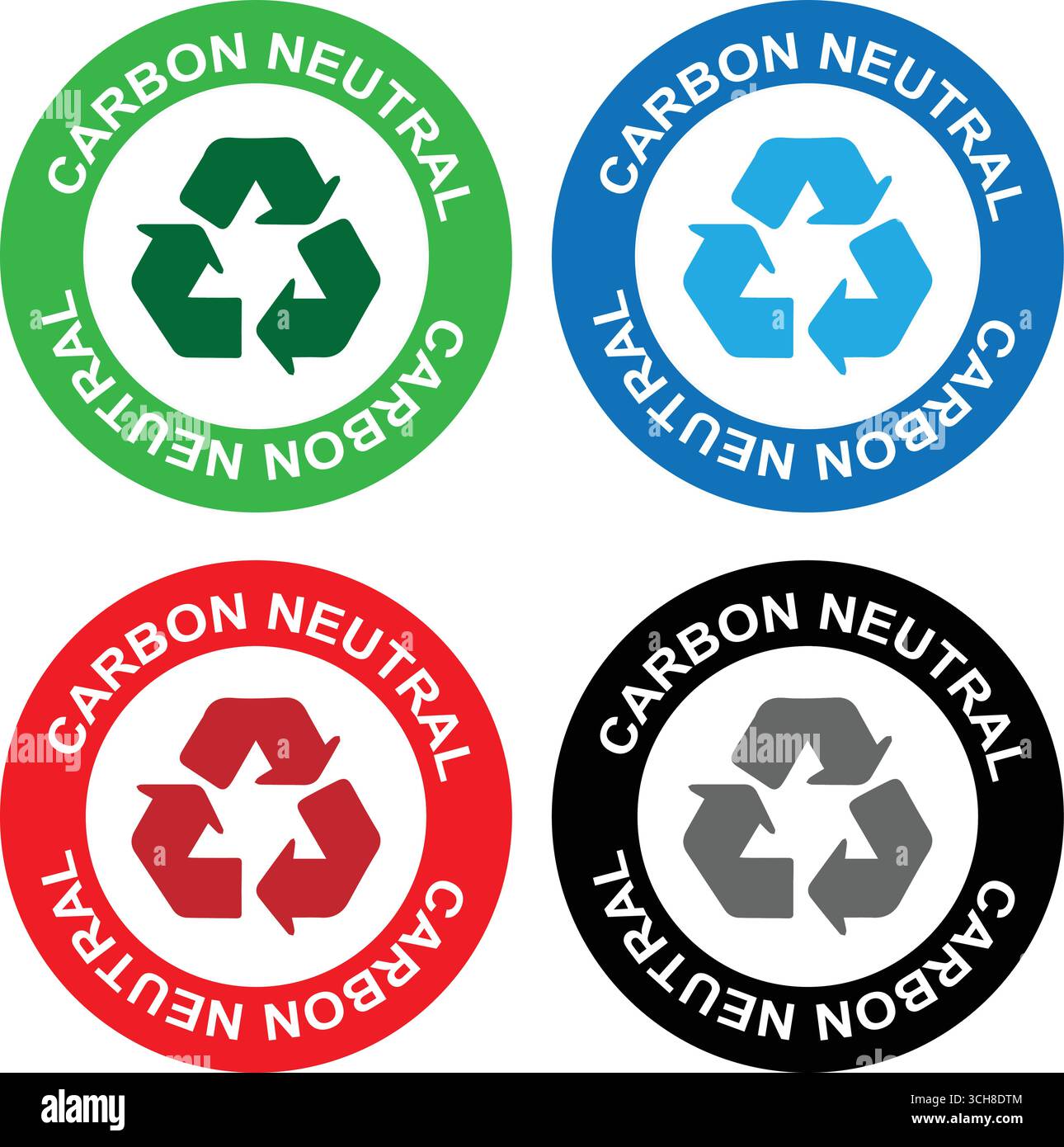 Icônes neutres en carbone pour le recyclage, l'action climatique et les produits verts Illustration de Vecteur
