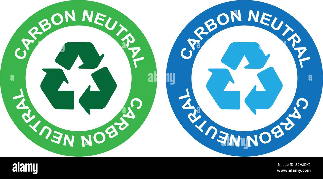 Symboles de recyclage avec étiquettes neutres en carbone pour la sécurité environnementale Illustration de Vecteur