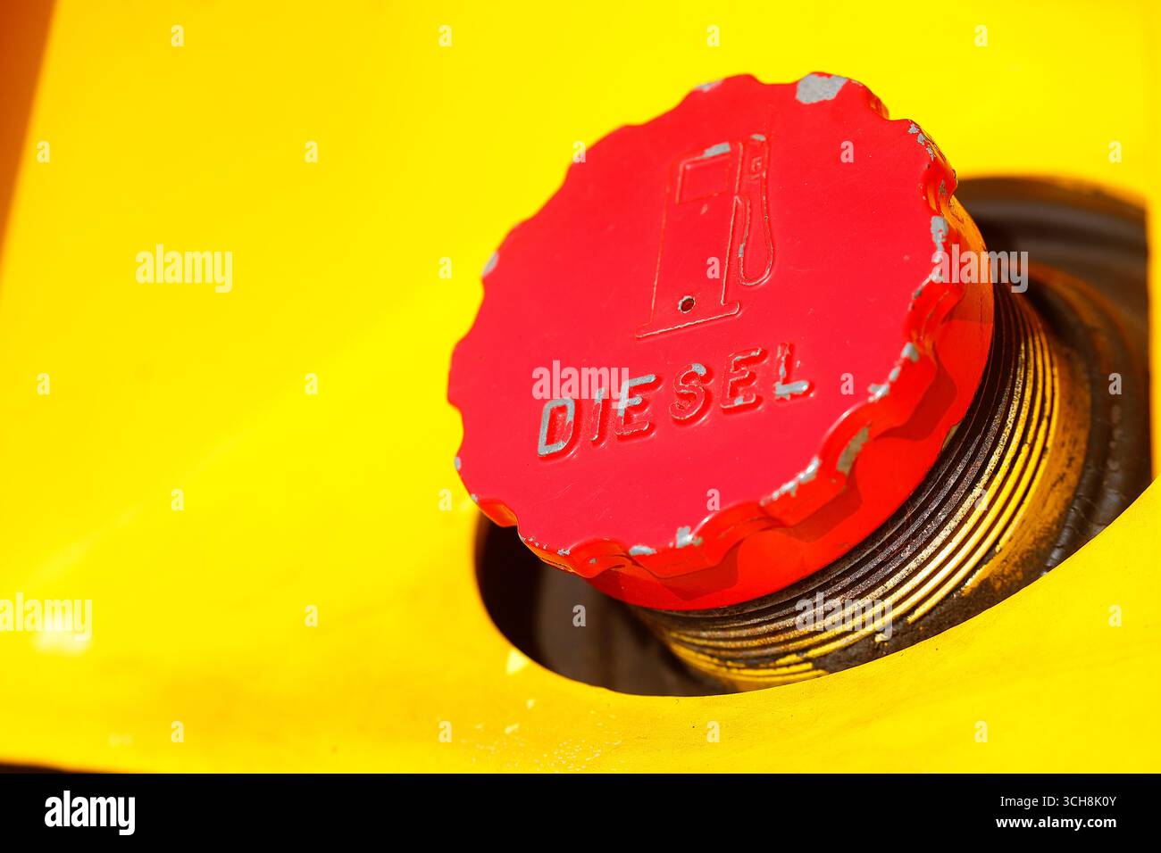 Bouchon de carburant diesel rouge Banque D'Images