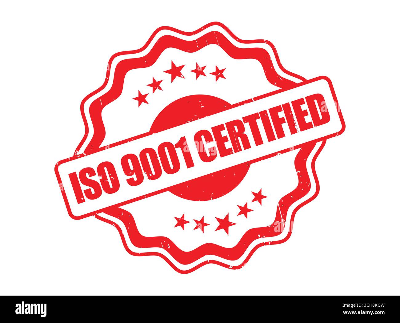 Un sceau de tampon en caoutchouc certifié ISO 9001 avec une bordure décorative Illustration de Vecteur