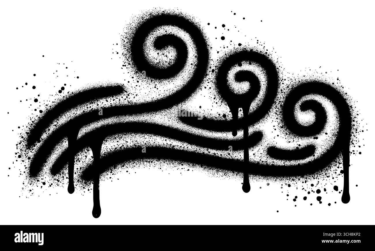 Graffiti à vent avec peinture en aérosol noire pour la conception de concept. Illustration de Vecteur