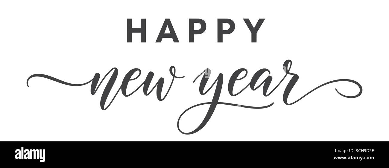 Bonne année, lettrage à la main. Bannière avec texte Joyeux Noël et bonne année. Illustration vectorielle. Illustration de Vecteur