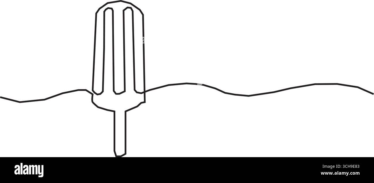 Barre de crème glacée continue illustration vectorielle de dessin d'une ligne, un dessin de ligne continue de bâton de crème glacée fraîche. Illustration de Vecteur