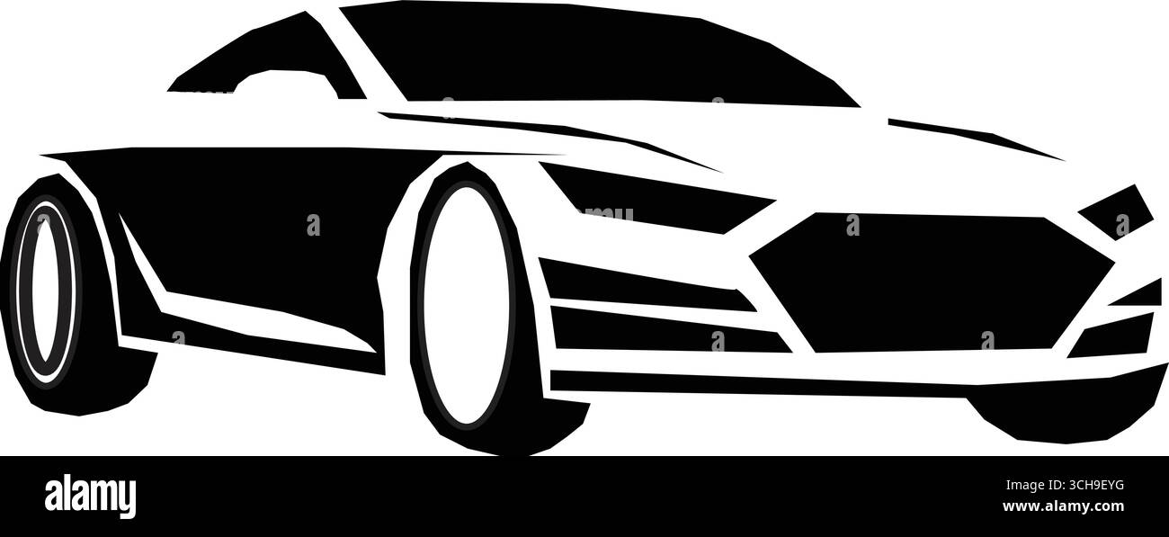 silhouette de vecteur de conception de logo de voiture de sport, silhouette d'icône de logo de véhicule automobile de voiture, illustration vectorielle silhouette super voiture de sport, voiture de sport Illustration de Vecteur