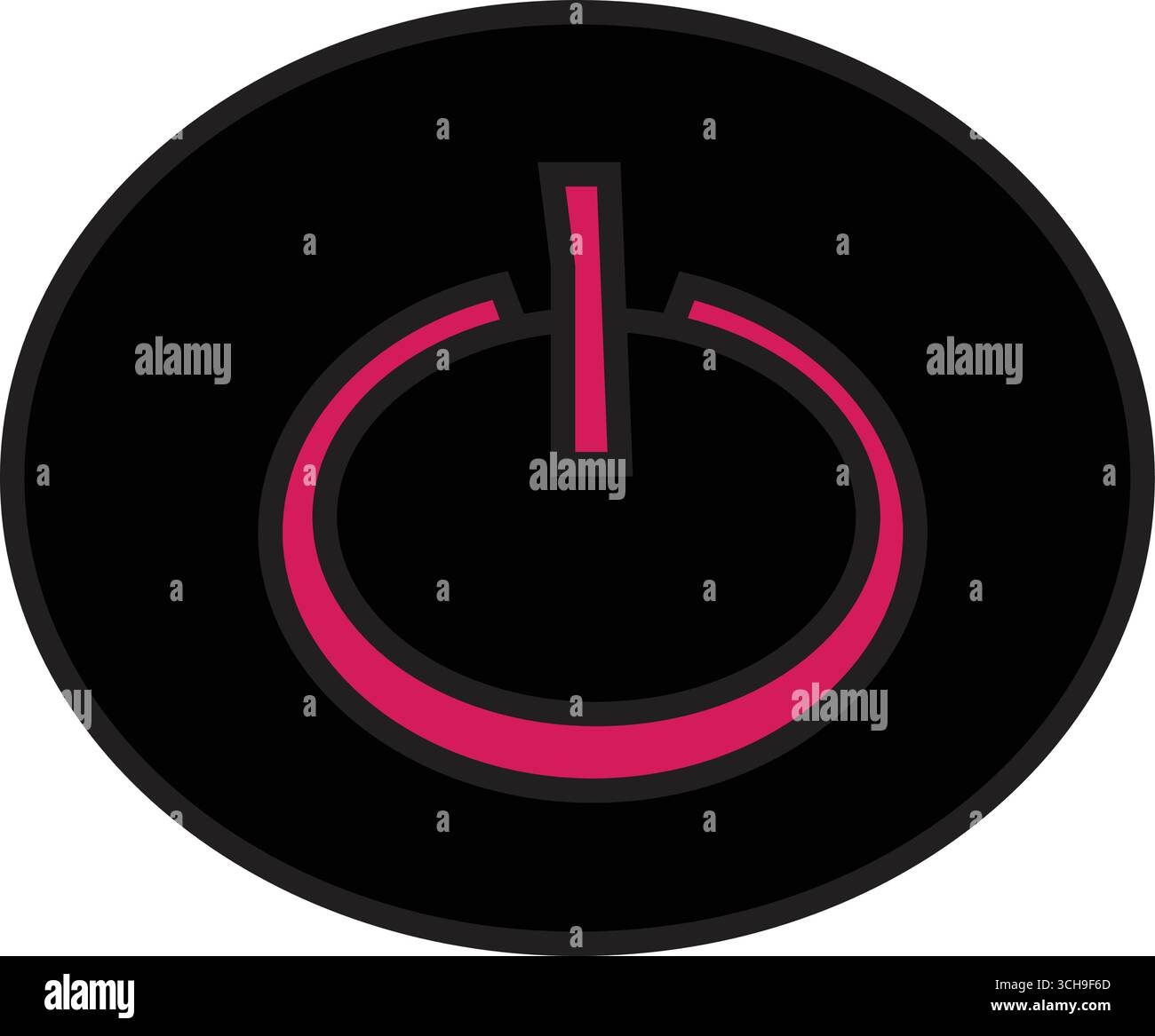 Bouton Marche/arrêt. Icône MARCHE/ARRÊT. Icône noire et plate de vecteur, symbole de chant d'énergie, interrupteur d'alimentation, électricité mise hors tension, icône, autocollant, badge. Illustration de Vecteur