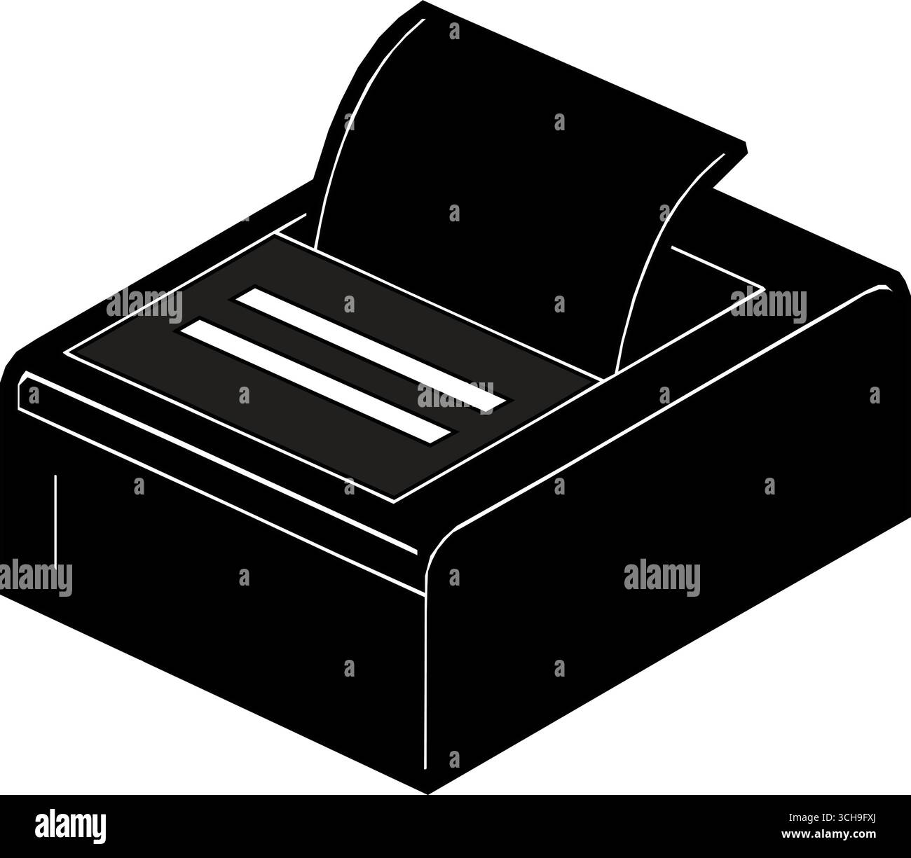 Simple icône d'imprimante noir et blanc représentant un périphérique de bureau pour l'impression. Illustration de Vecteur