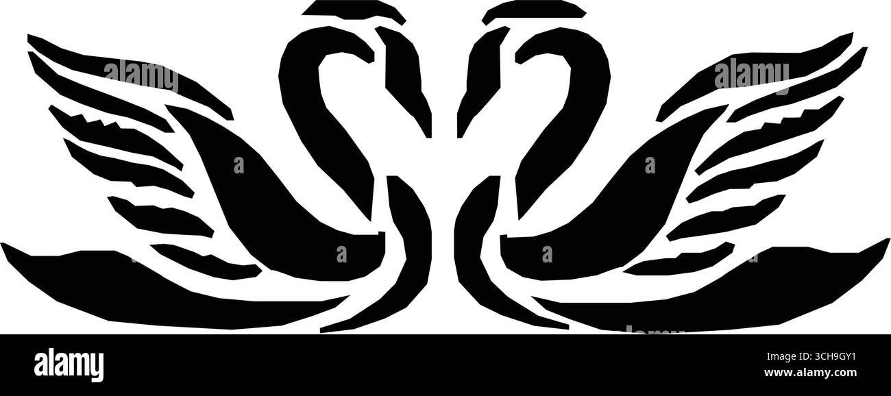 illustration vectorielle de cygne noir. Sur fond blanc. 2 paires de cygne illustration vectorielle. Illustration de Vecteur