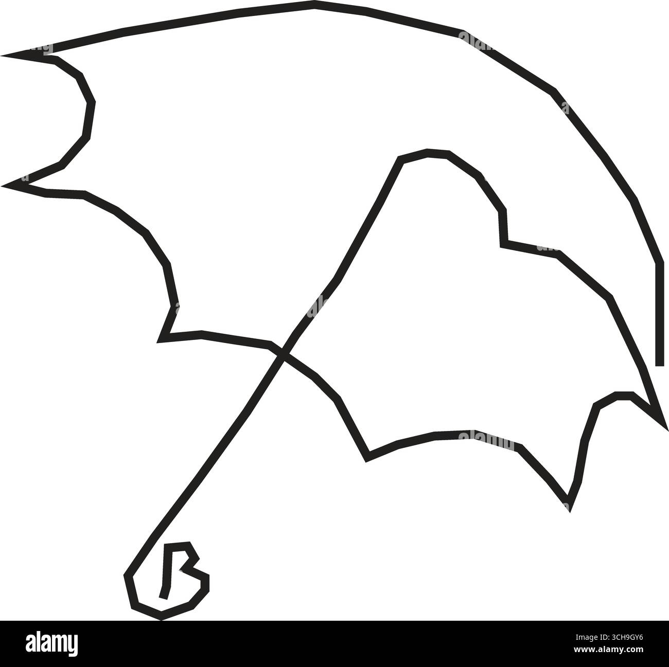 Parapluie représenté en dessin au trait continu, dessin au trait continu d'un parapluie sur un fond blanc. Icône plate vectorielle minimaliste, continue. Illustration de Vecteur