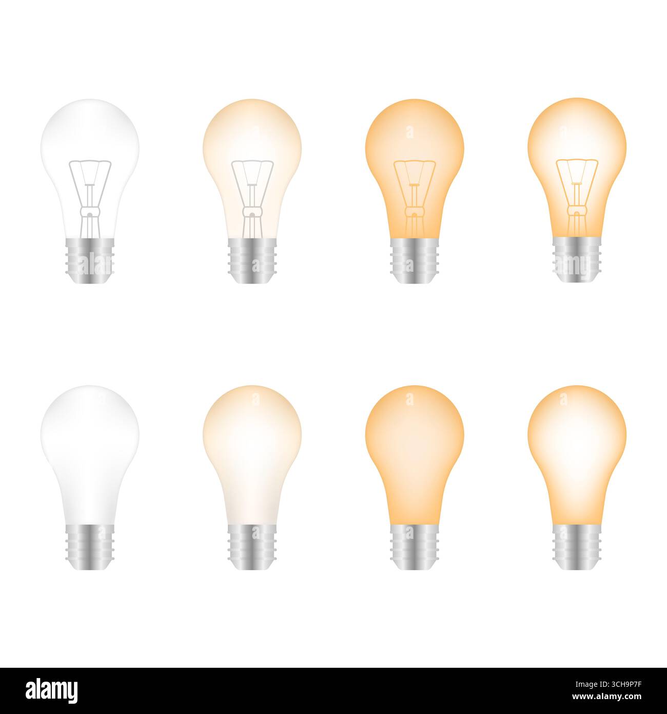 Jeu d'ampoules. Illustration vectorielle isolée sur fond blanc. Illustration de Vecteur