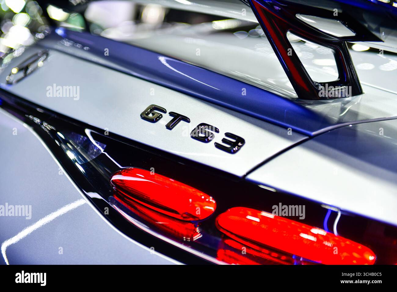 BANGKOK, THAÏLANDE - août 30,2025 : feux arrière de Mercedes -AMG GT 63 4MATIC au Bangkok Auto salon BITEC Bangna Banque D'Images