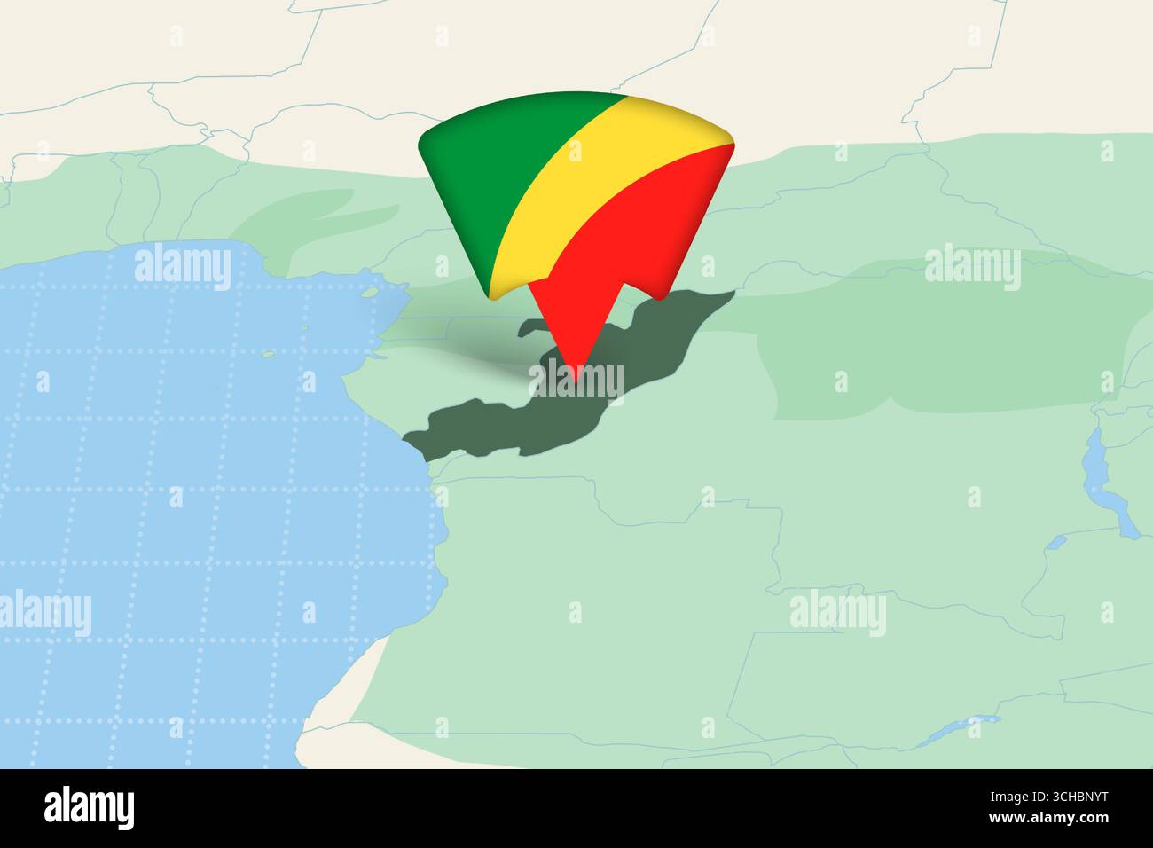 Congo emplacement mis en évidence sur la carte africaine avec l'icône drapeau. Conception vectorielle détaillée. Illustration de Vecteur Congo emplacement mis en évidence sur la carte africaine avec l'icône drapeau. Conception vectorielle détaillée. Illustration de Vecteur